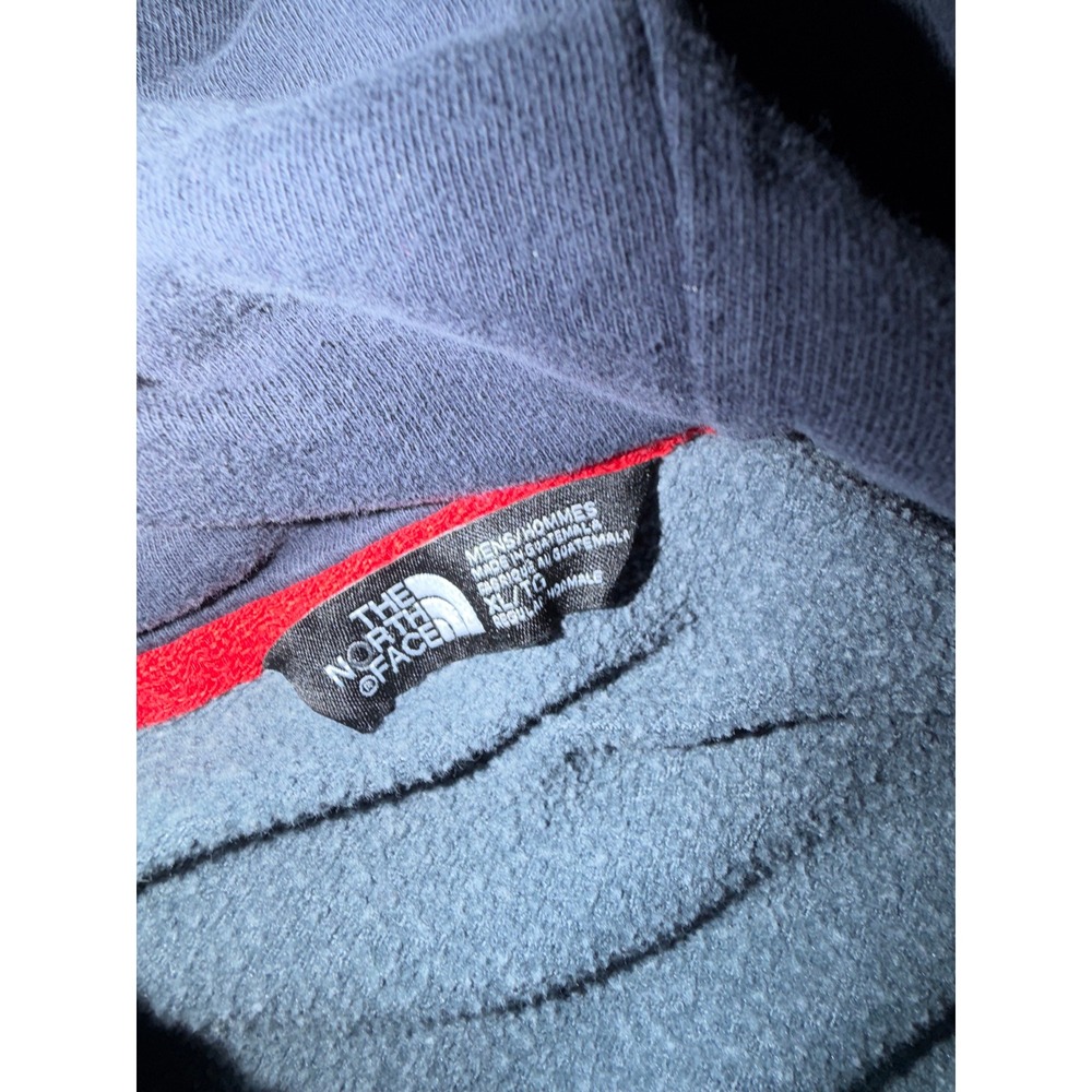 The North Face Mens XL Heather Grey Distressed Logo Fleece Pullover Hoodie - Picture 3 of 4